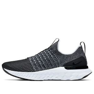 Size 7 Nike React Phantom Run Flyknit 2 Black White Grey Mens CJ0277-003